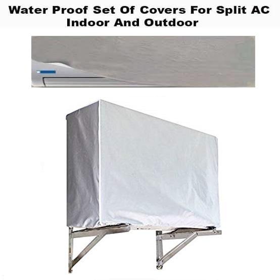 Pack of 2 Dust proof Ac Cover For Indoor & Outdoor Unit - 1.5 Ton -Parachute Silver 100% Water Proof
